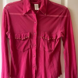 Sweet Pea/Womens Pink long sleeve beaded blouse /small